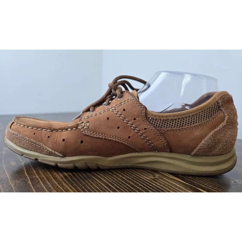 Clarks Men's Boat Shoes Size 9 M Brown Leather Slip On‎ Lace Up Comfort Loafers