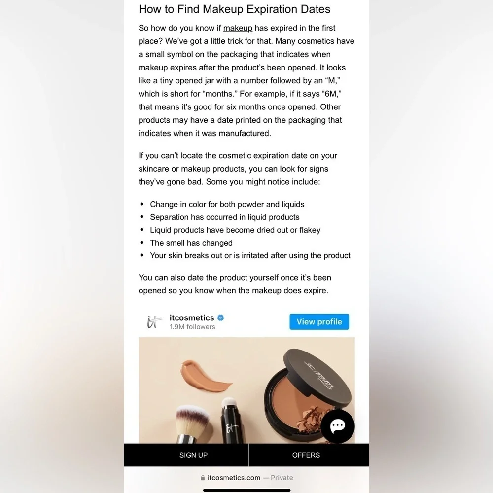 it cosmetics comment box