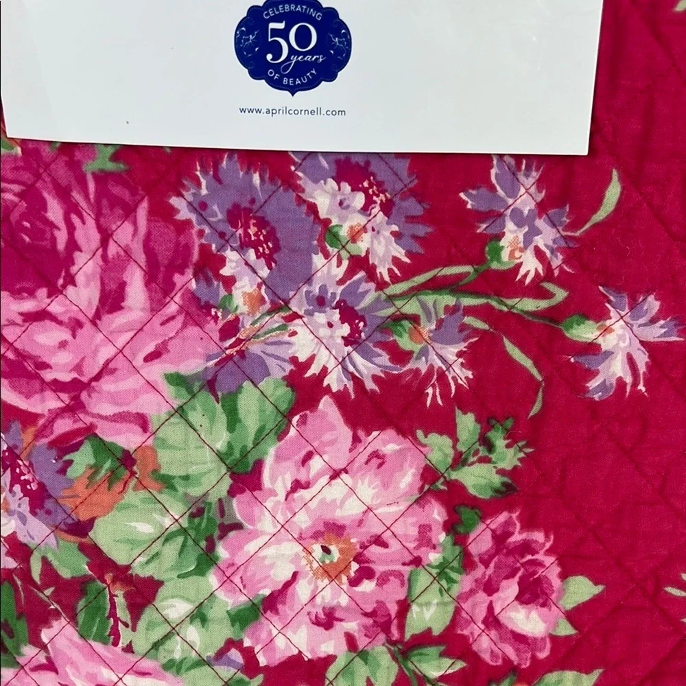 April Cornell Cottage Rose Quilted Placemats Cottage Rose Pink Cotton NEW