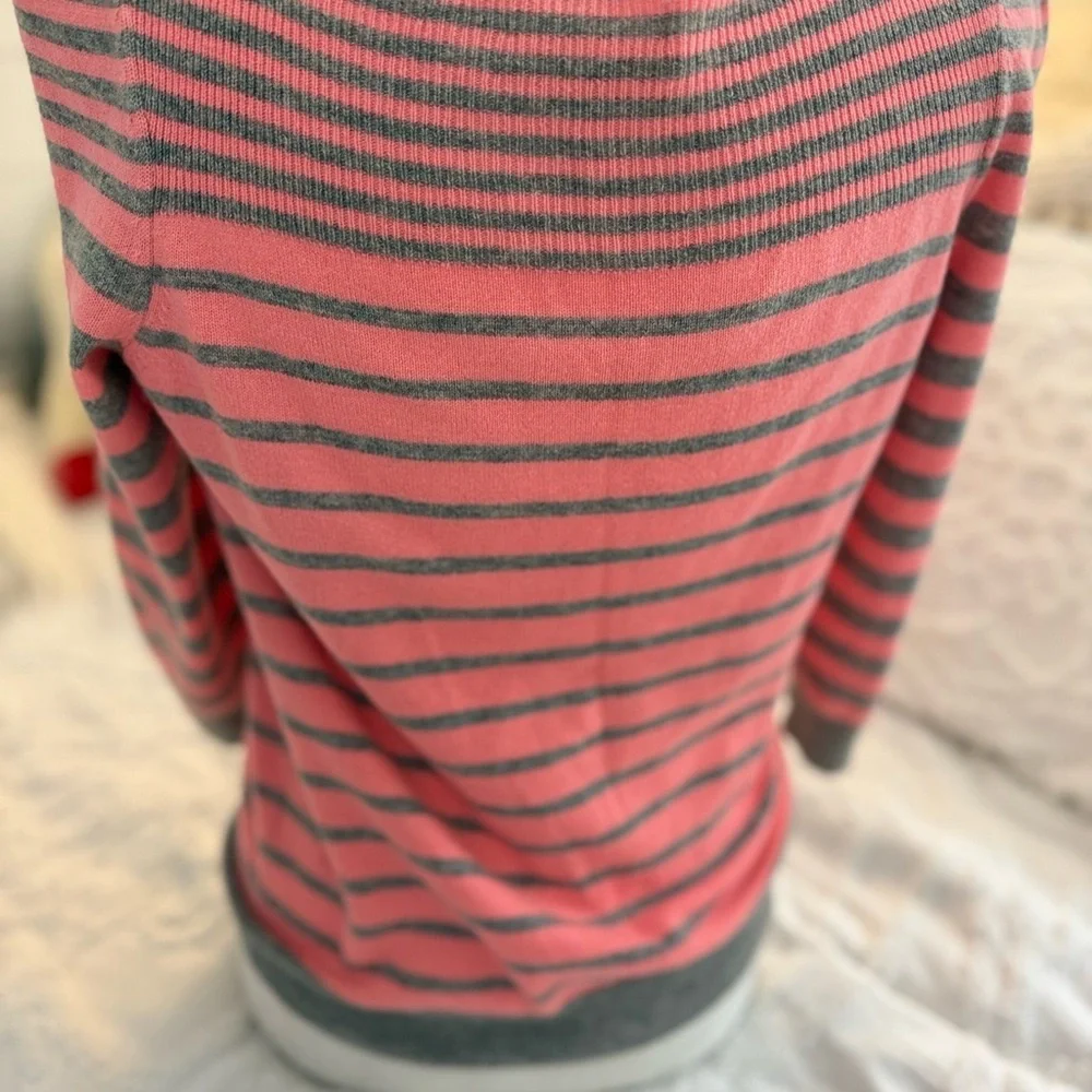 Rebecca Taylor Pink and Gray Striped Sweater