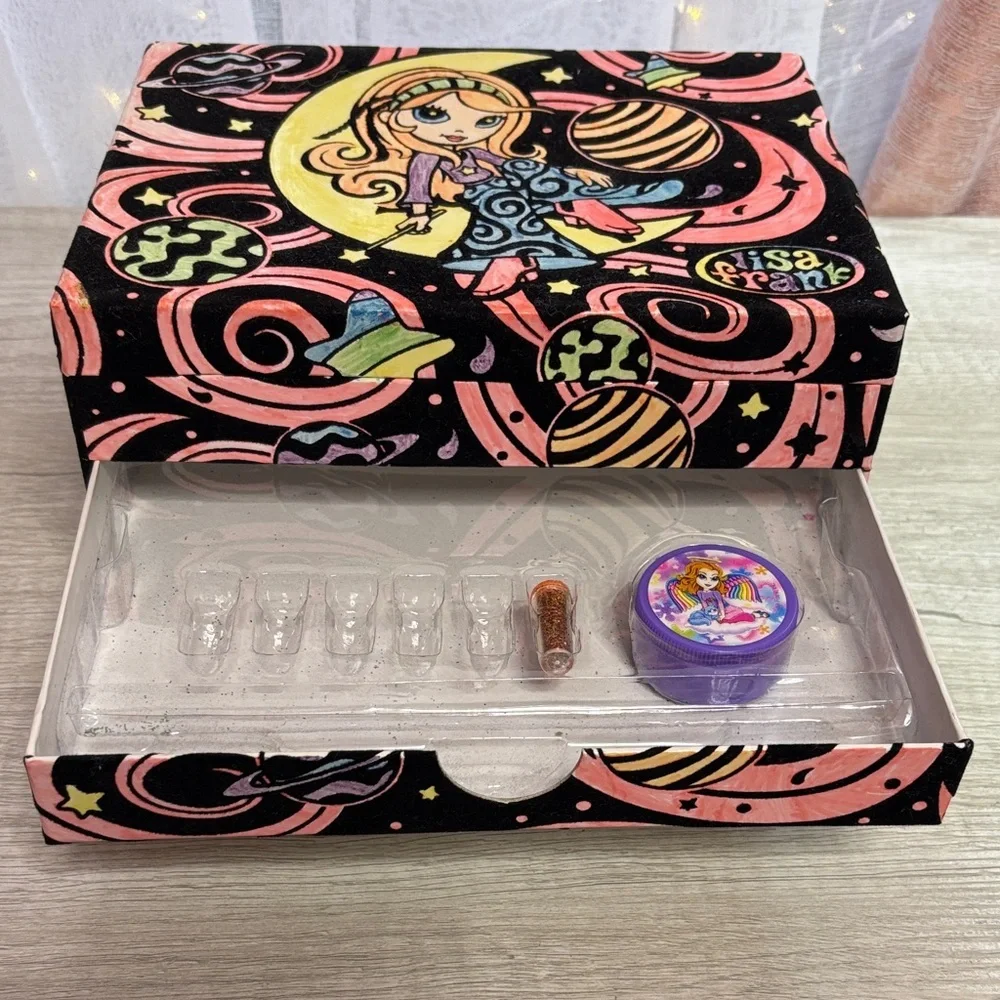 Lisa Frank Star The Moon Witch Fuzzy Felt Velvet Stationary Jewelry Box