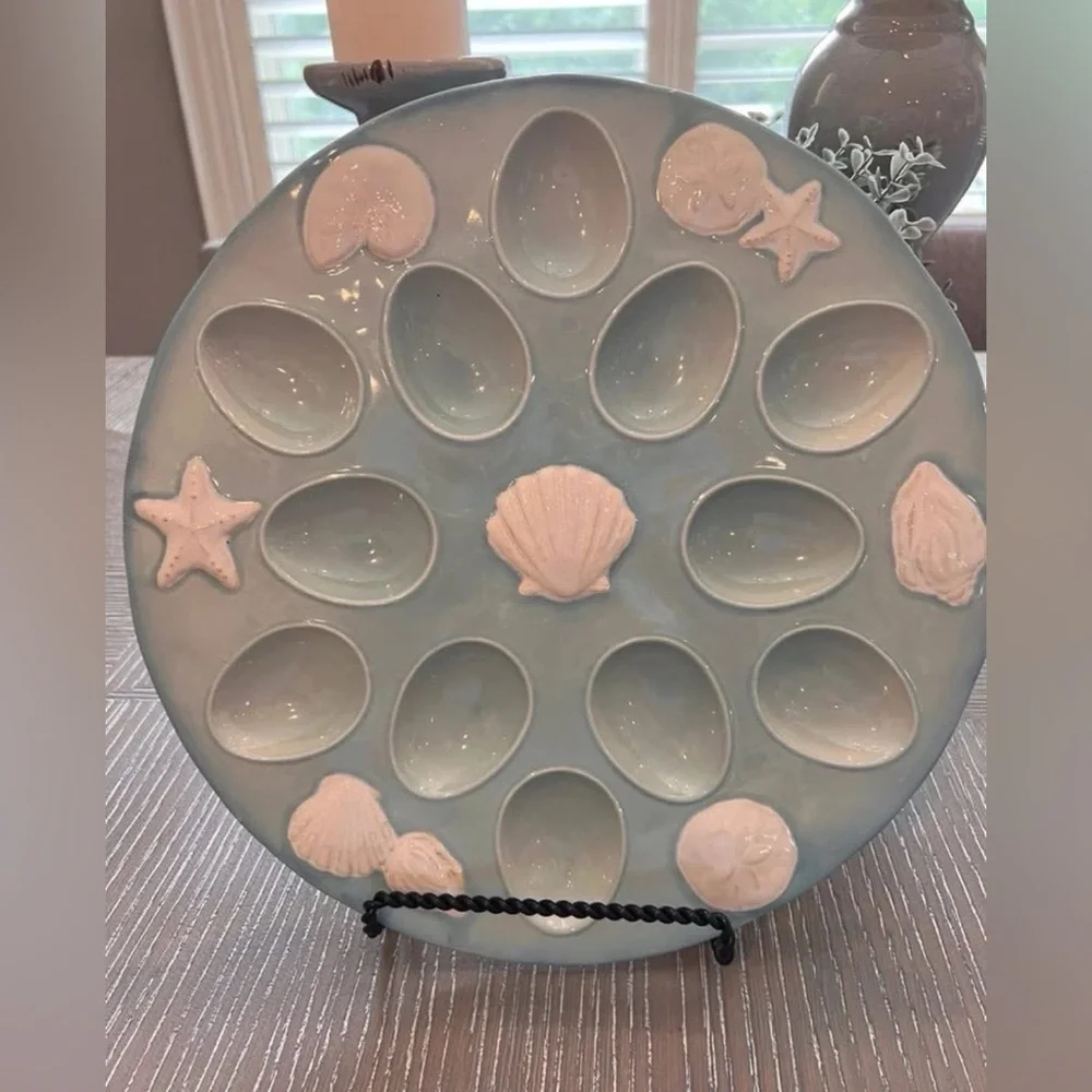 Coastal devil egg platter,retired piece,perfect for parties