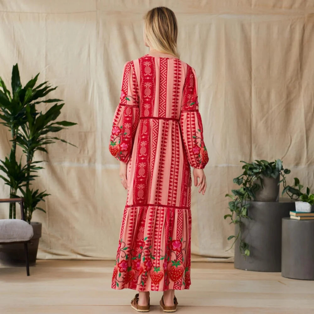 NWT Farm Rio Jaquard Strawberry Daiquairi Maxi Dress - M