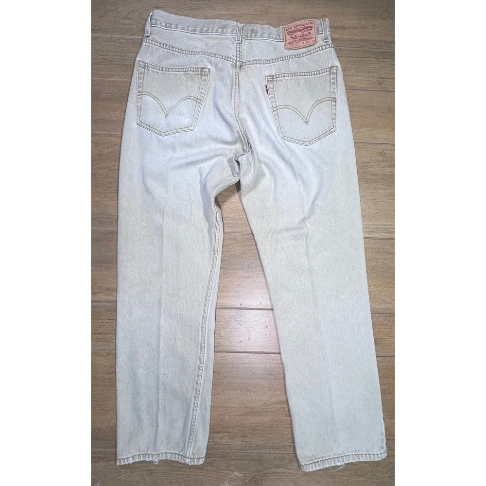 Levi's 505 Regular Fit Jeans Mens 36x30 Khaki Tan Wash Straight Leg vintage Y2K