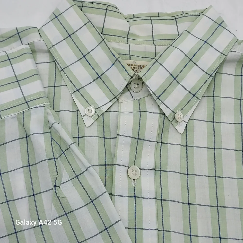 Banana Republic‎ Mens Classic Fit Button Down Shirt Green Plaid Long Sleeve M