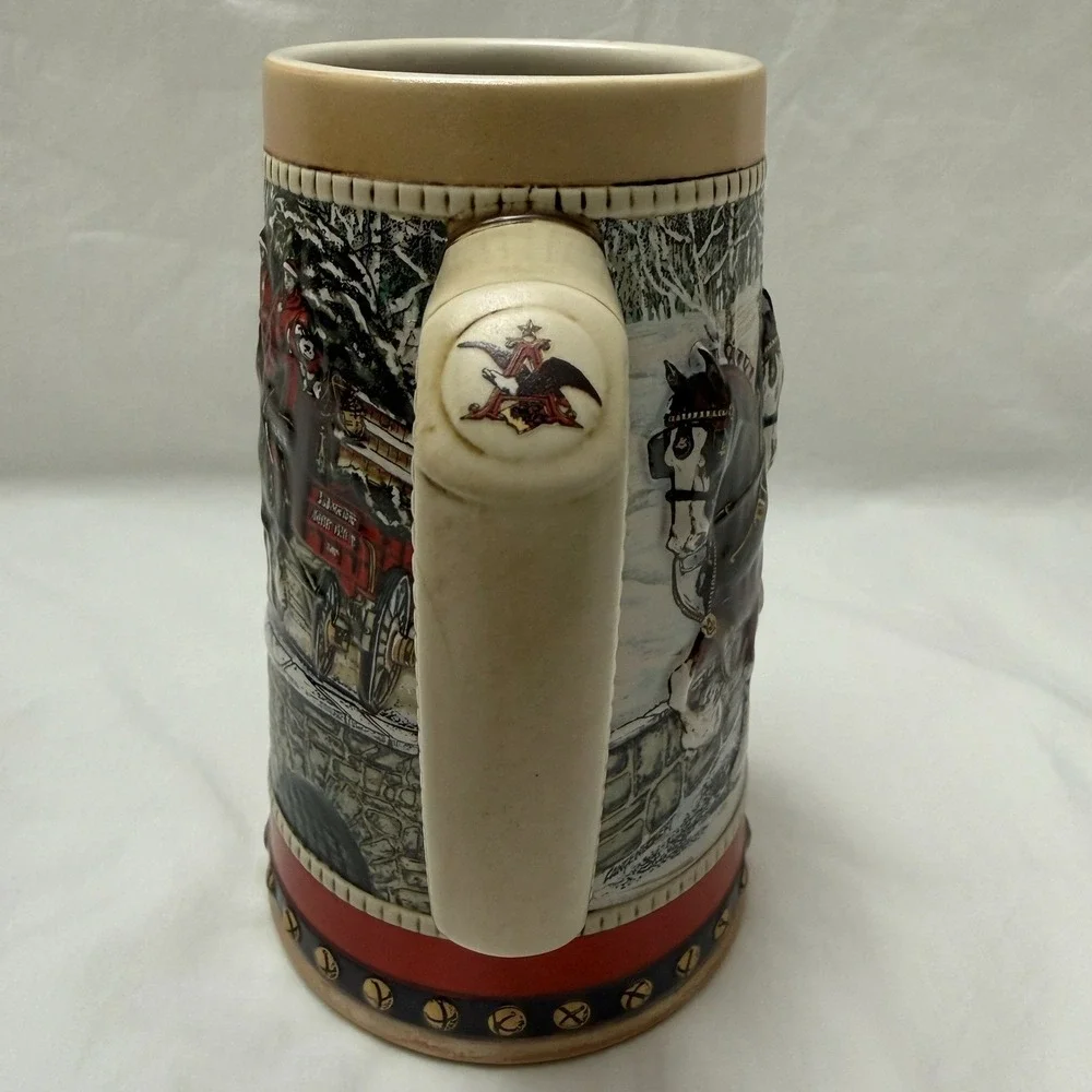 Vintage 1988 Budweiser Holiday‎ Beer Stein Cobblestone Passage Collector Mug