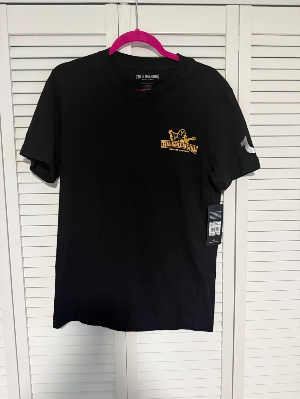 True Religion Black Short Sleeve Tee with Gold Logo