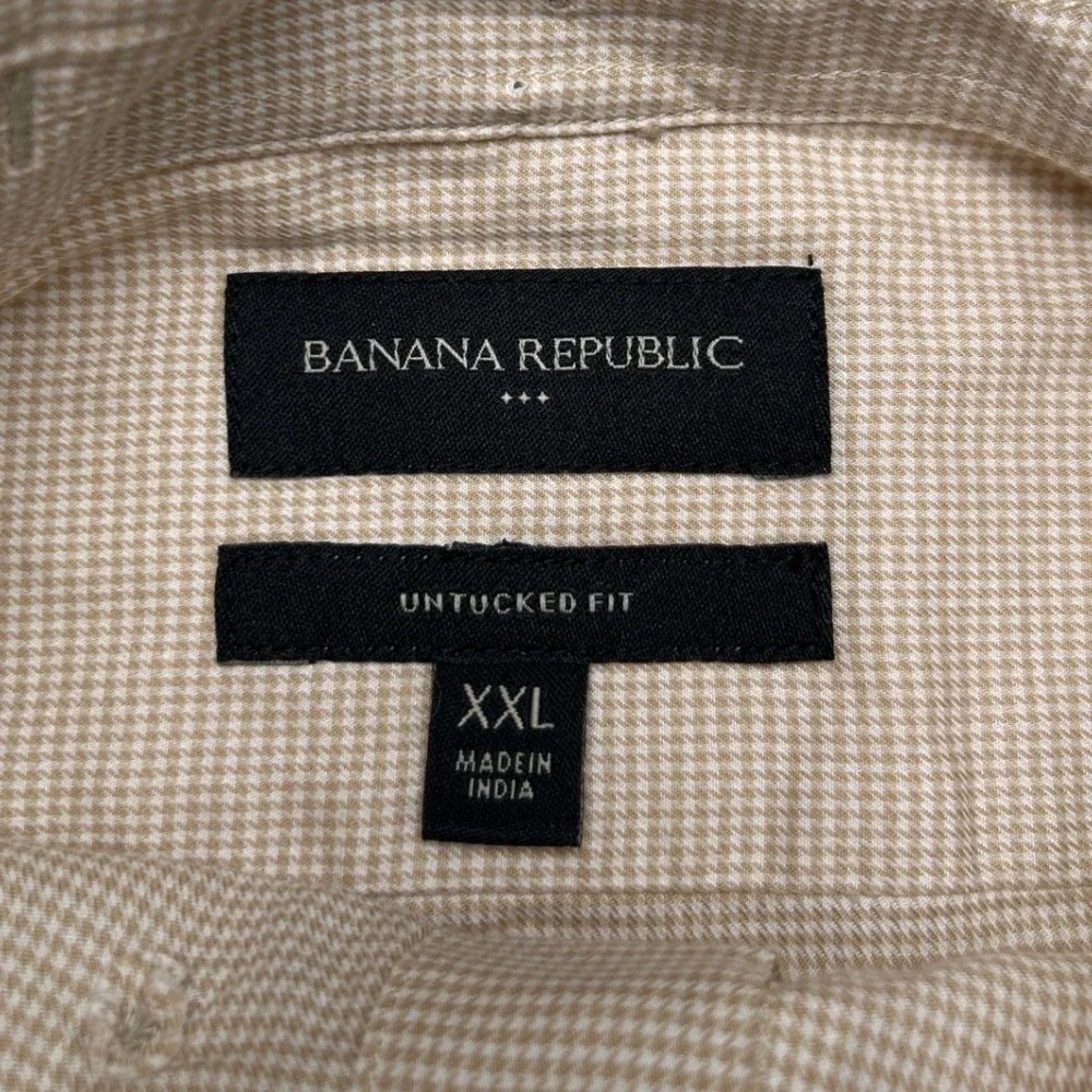 Banana Republic Mens Untucked Fit Cotton Button Down Shirt Tan Size XXL Preppy