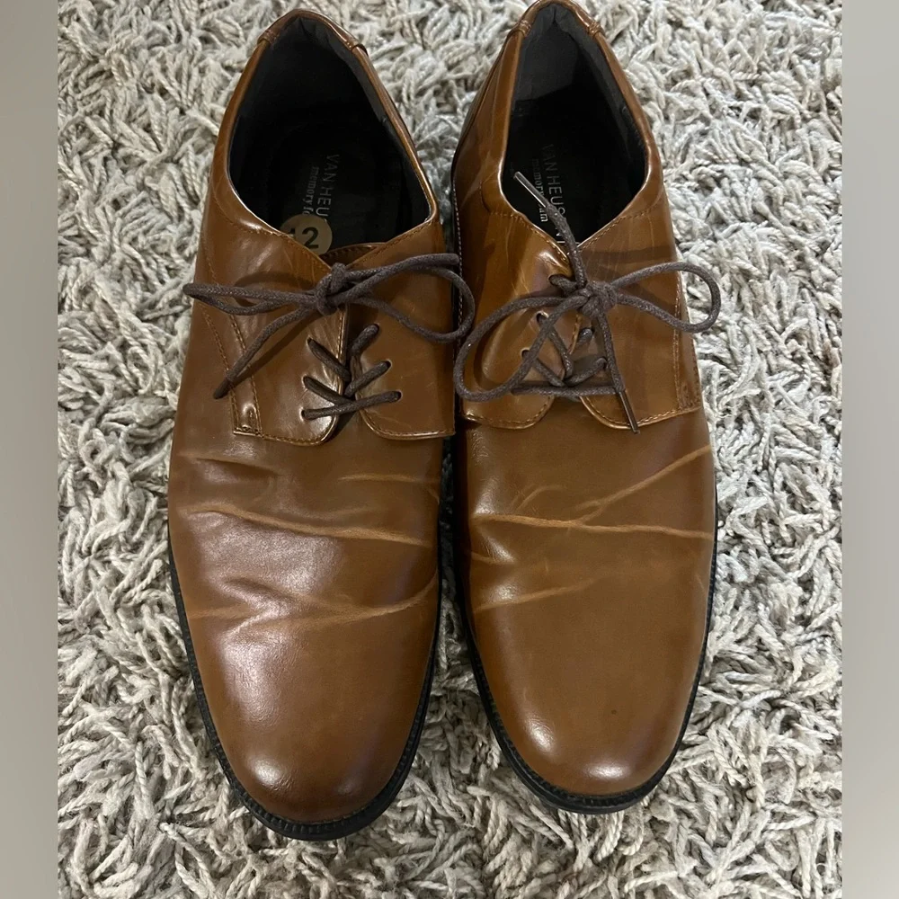 Van Heusen Tan Leather Oxfords men's 12