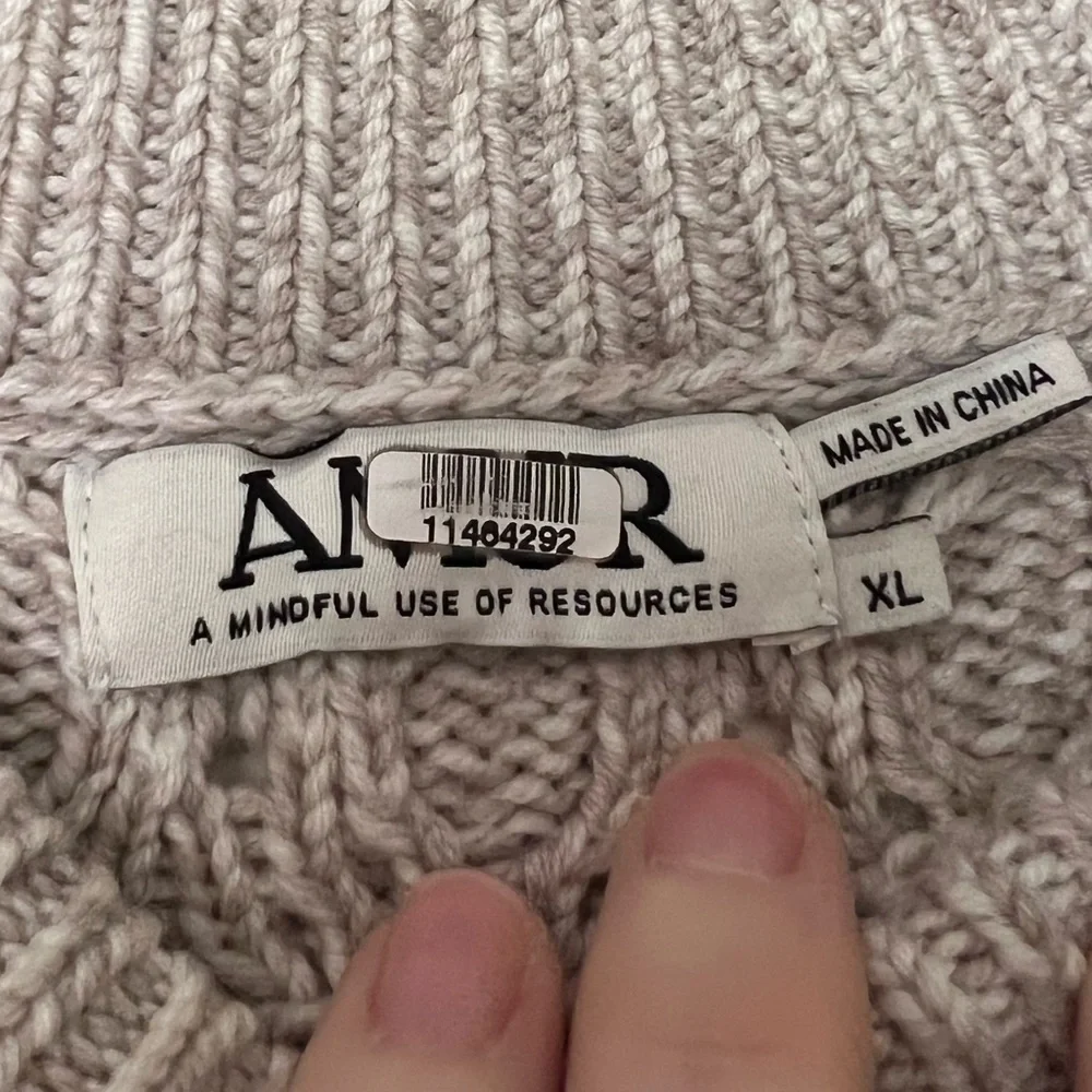 AMUR Ulla Fringe Cable Knit Sweater