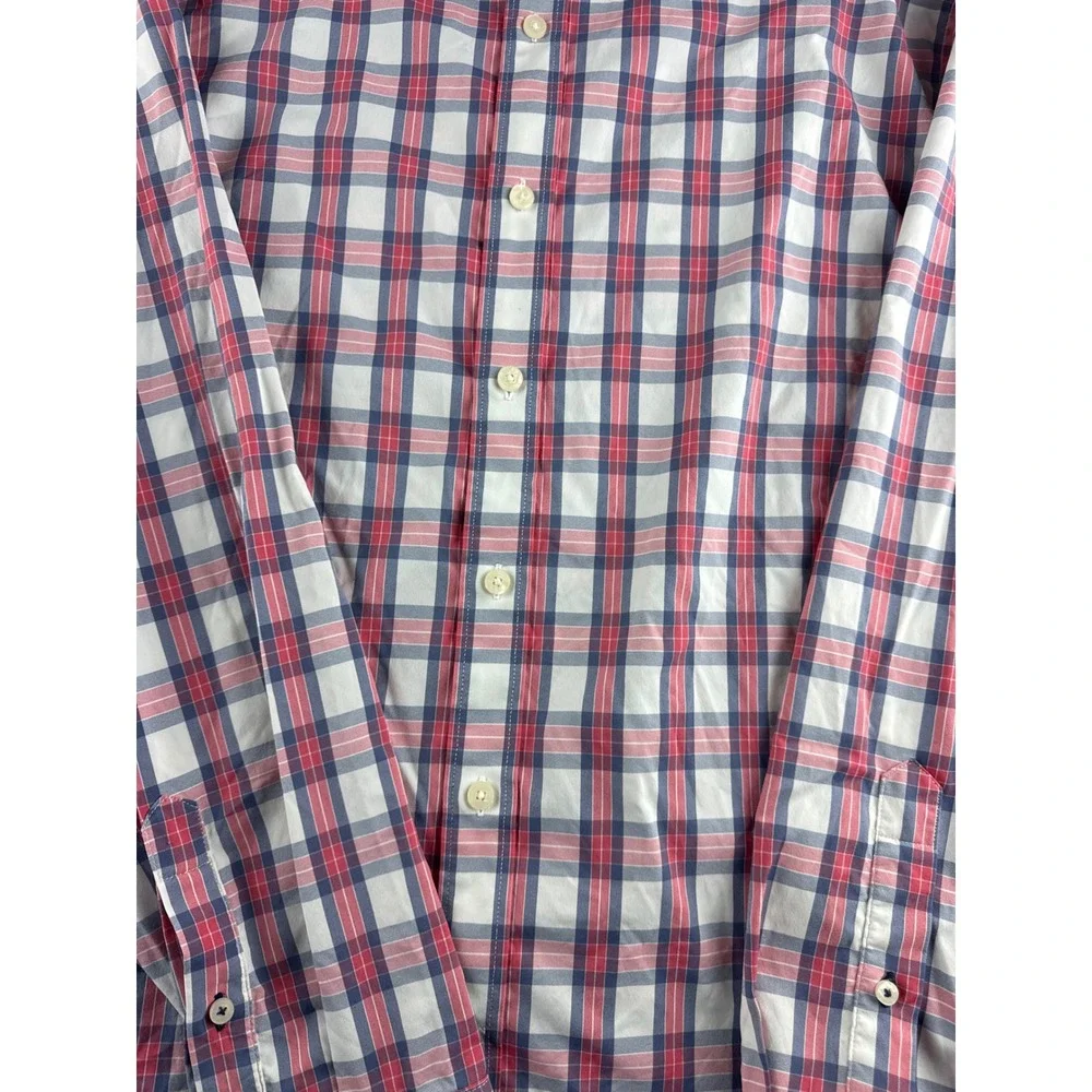 UNTUCKit Mens XXL Tour De Paz Plaid Performance Button Down Shirt Red White Blue
