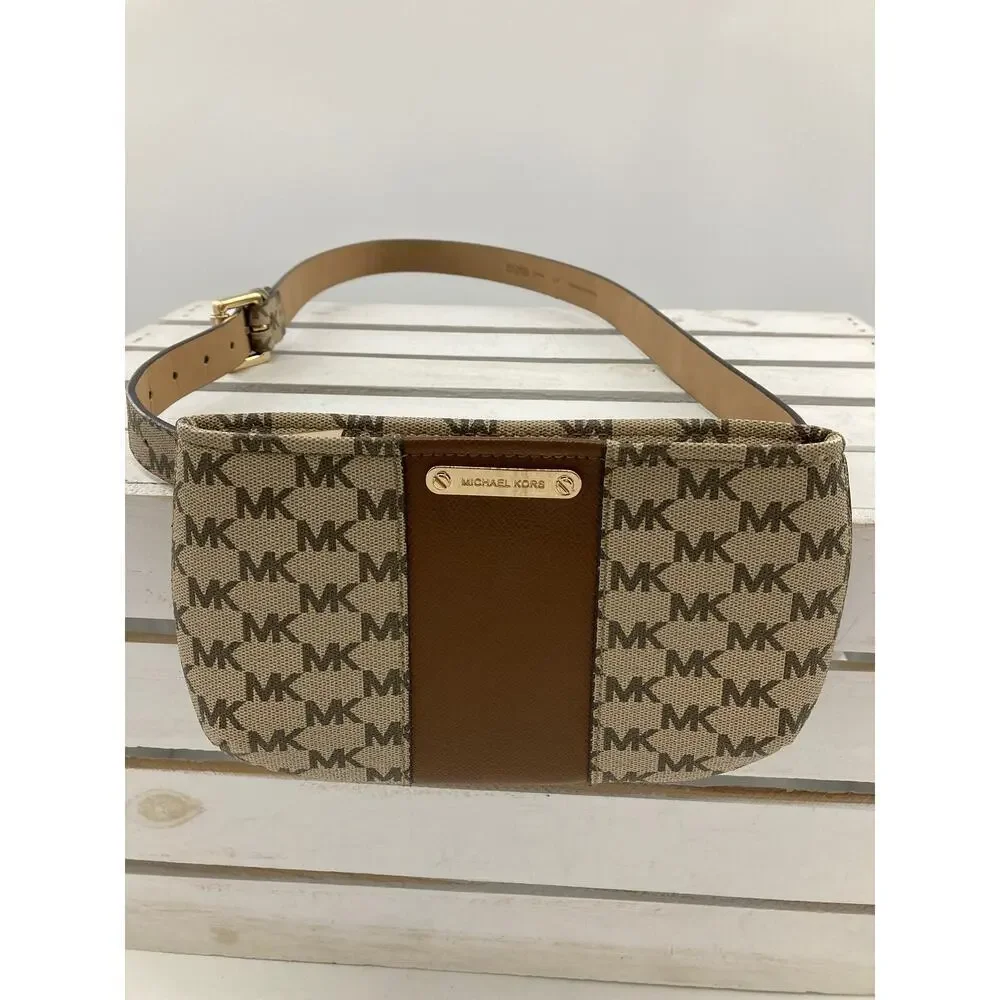 MICHAEL KORS, TAN, BROWN LARGE, (LARGE BELT SIZE) FANNY PACK