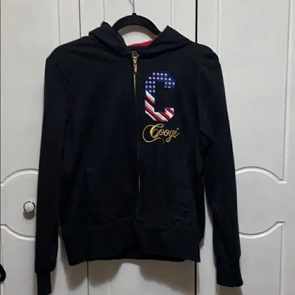 COOGI Black zippered hoodie sweatshirt/ sweater L