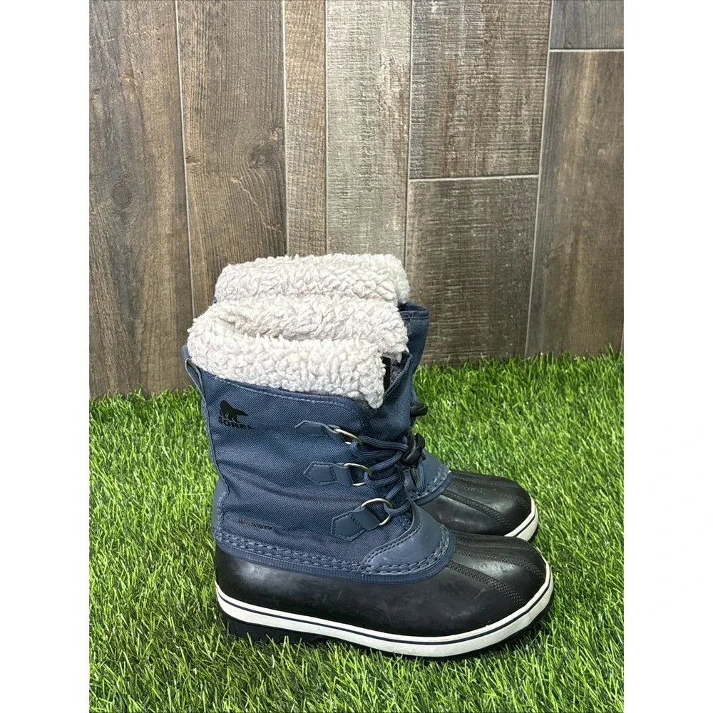 Sorel Kids Winter Boots Size 2 Blue Waterproof Faux Fur Lined‎ Snow Boots