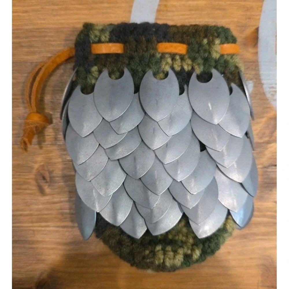 Scale Mail Arm Band Guard‎ Camo Crochet Metal Armor Festival Medieval Scalemail