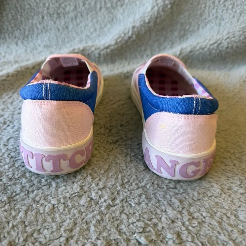 DISNEY Stitch & Angel Sneakers Womens 7 Low Top Slip-on Pink Shoes Ground Up