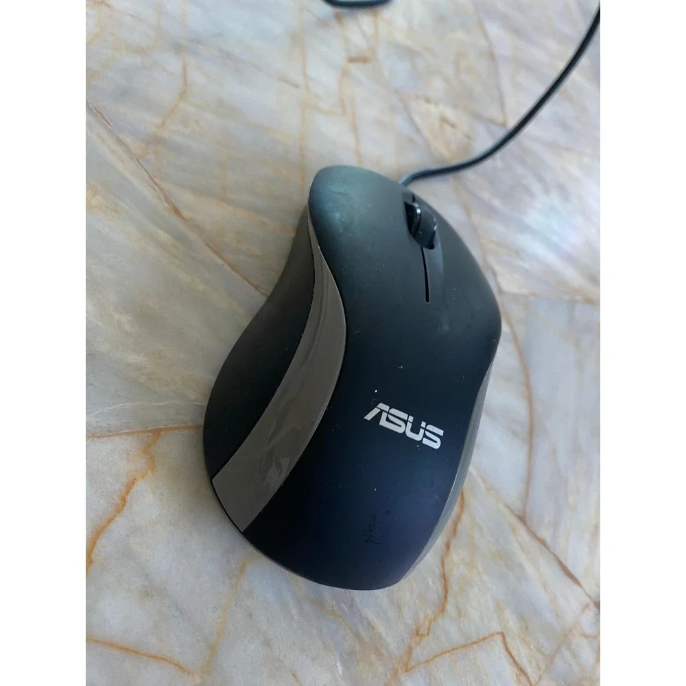ASUS MOEWUO Wired Optical USB Mouse Black Grey 3 Button Scroll Wheel