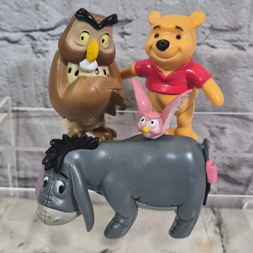 Disney Winnie The Pooh Figures Vinyl Lot Of 4 Cake Topper Toys Owl Eeyore