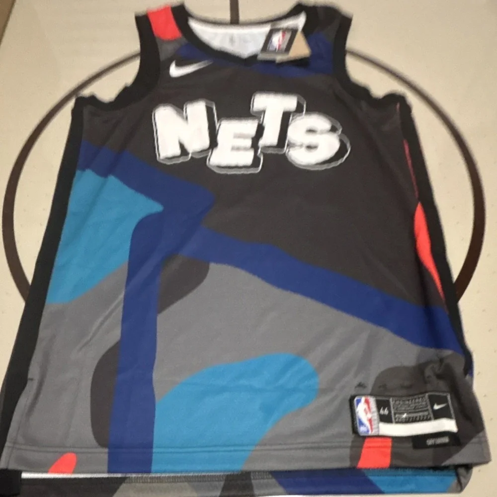 Nike NBA Brooklyn Nets Black Blue Gray Red Basketball Jersey Size 44 M