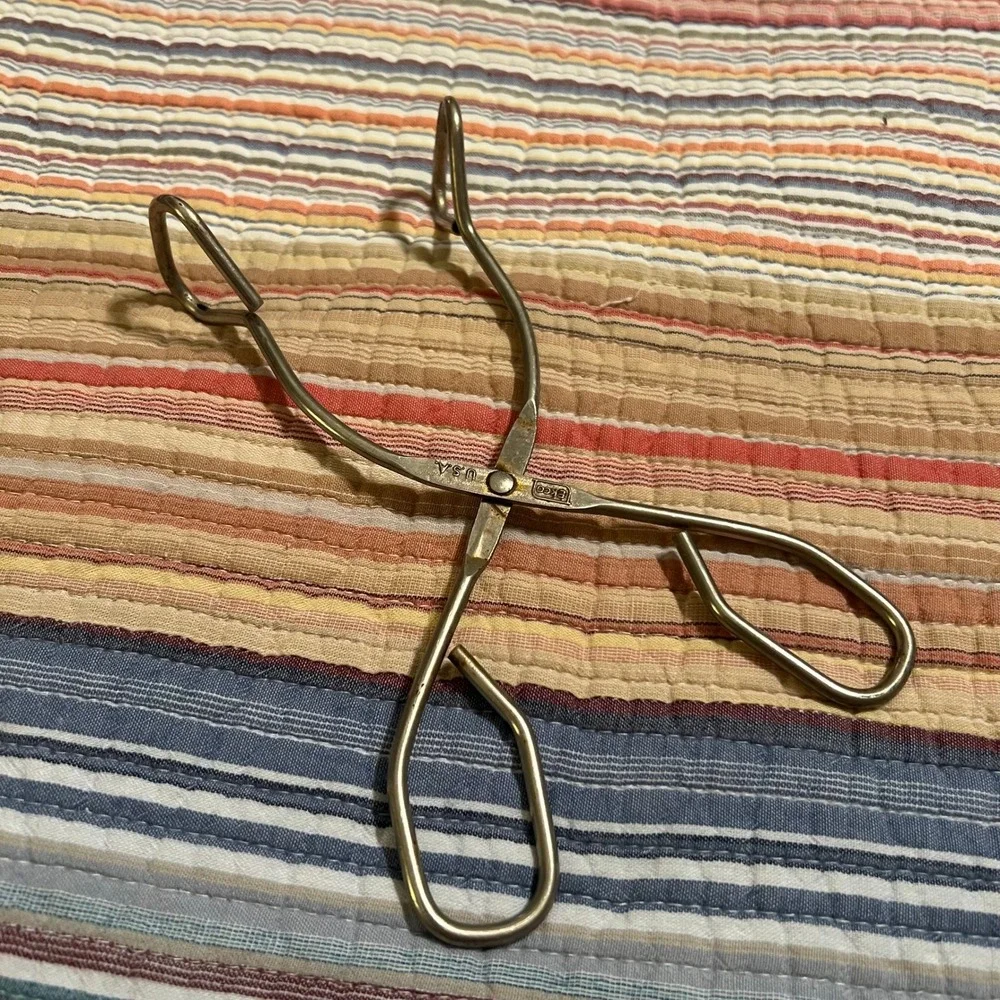 Vintage EKCO USA Metal Tongs Kitchen Utensil Serving Food Cooking