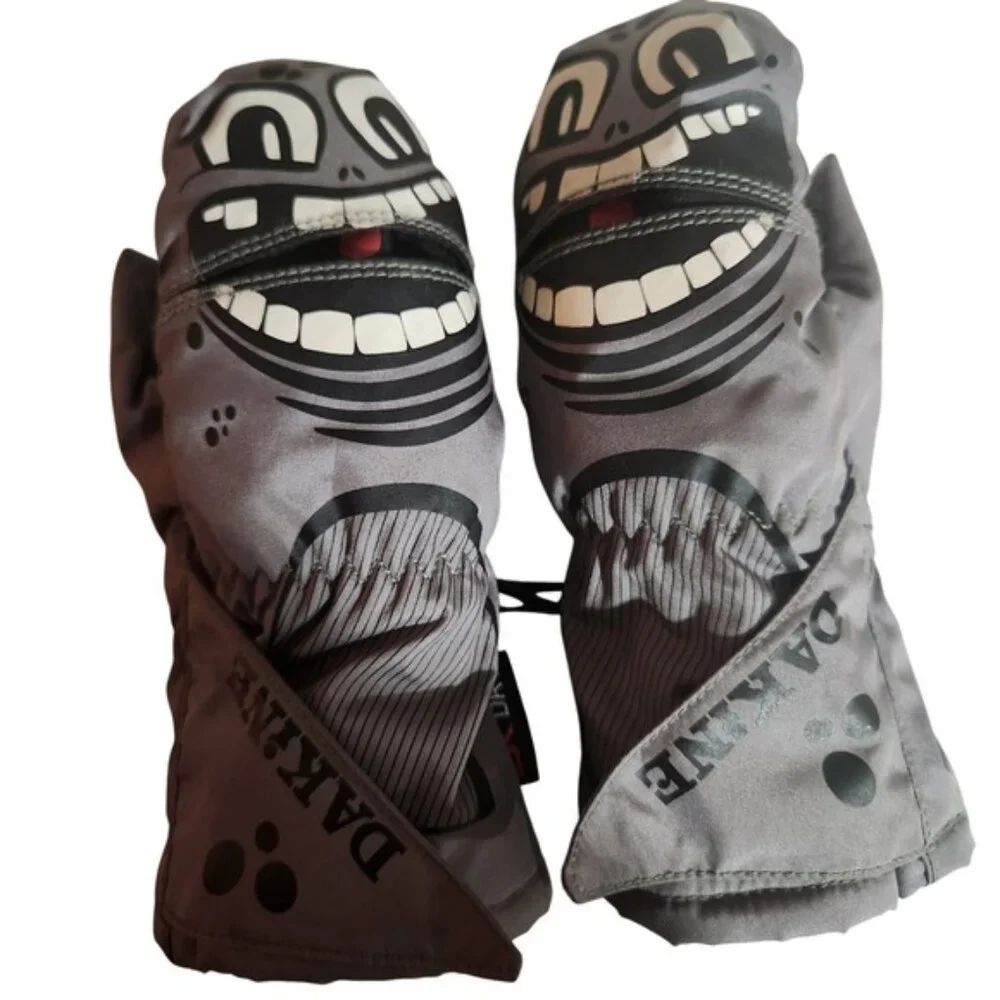 Dakine Toddler Scruffy Monster Mittens Grey Insulated Winter Snow Gloves S‎ 1-2Y