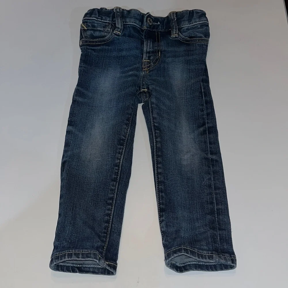 Gap 1969 Baby Skinny Jeans Sz 18-24‎ Months Medium Wash Stretch Adjustable Waist