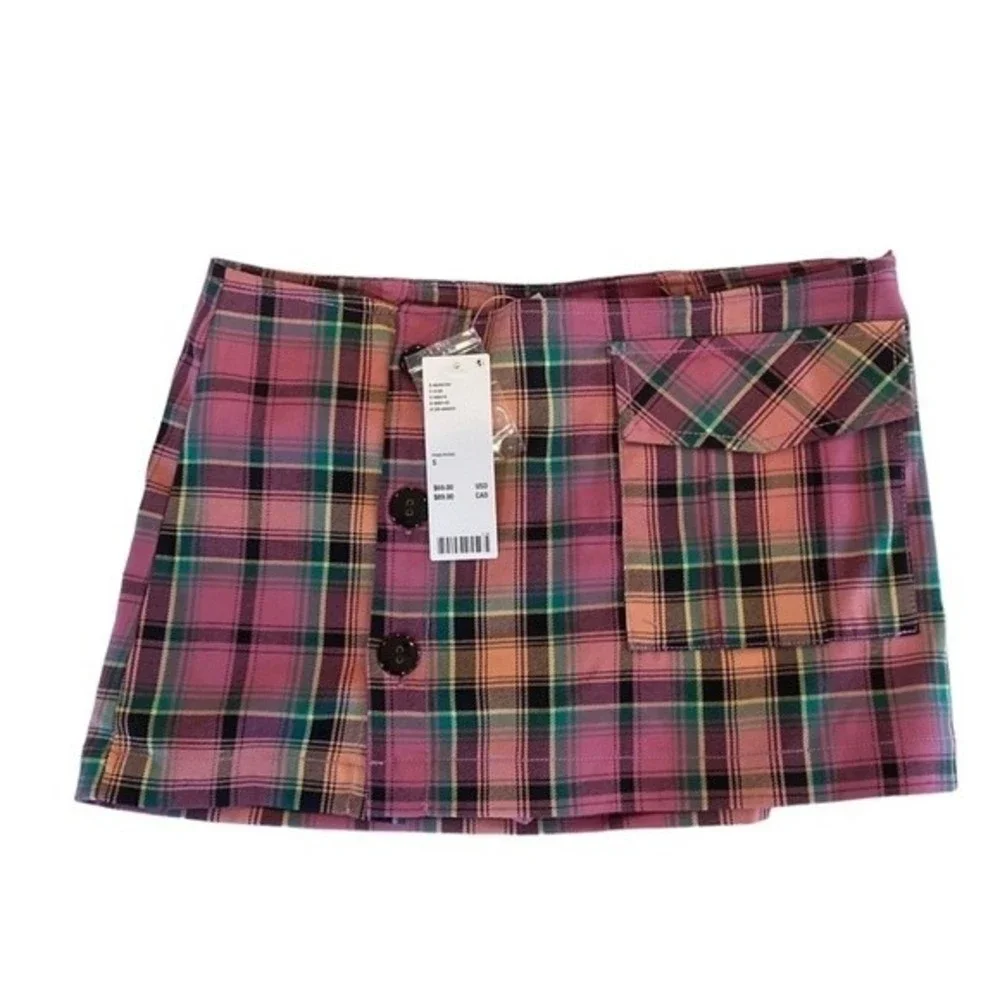 NWT, Urban Outfitters - Jasmine Plaid Button Mini Skort | R/L