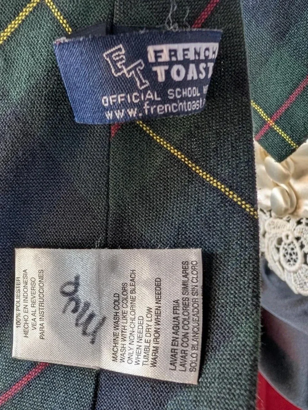 French Toast Green, Navy Blue, Yellow, & Red Tartan Plaid Tie