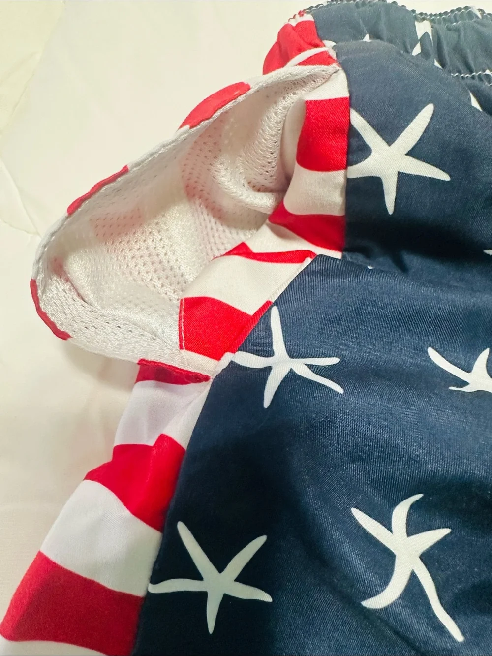 Men's Patriotic Star & Stripe Swim Shorts - Red, White & Blue