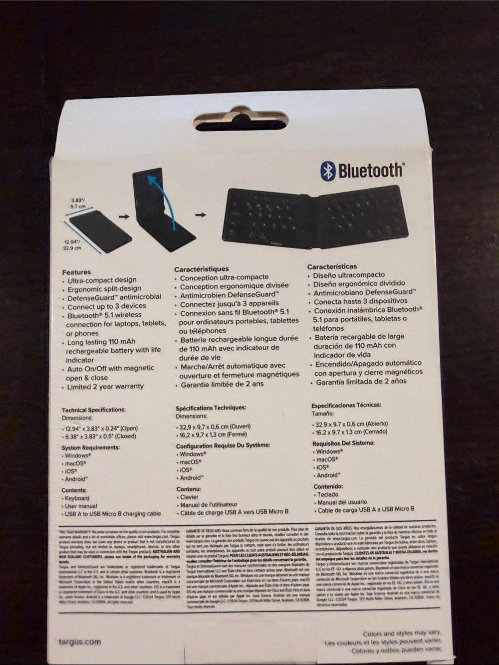 Targus Black Wireless Folding Bluetooth Keyboard