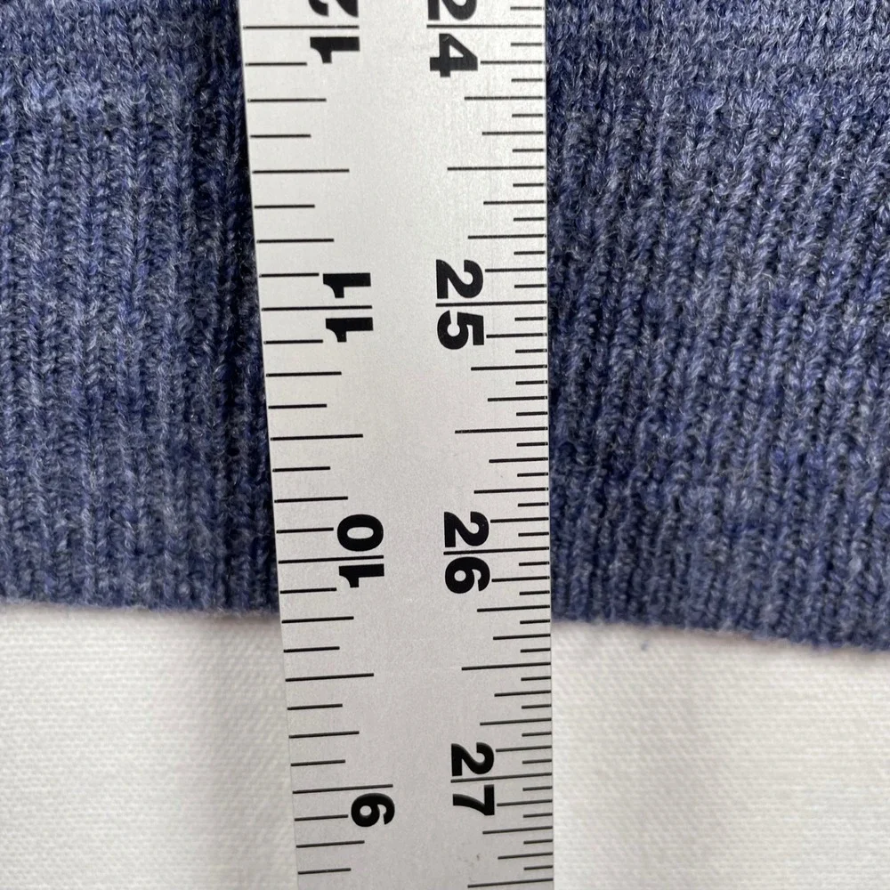 J. Crew Merino Wool Sweater V-Neck Elbow Patch‎ Slim Fit Blue XL