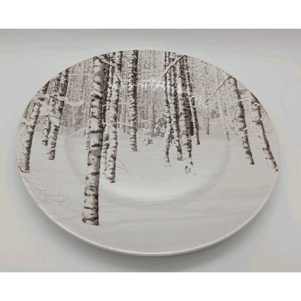 Pier 1 Snow Forest Dinner Plate Birch Winter