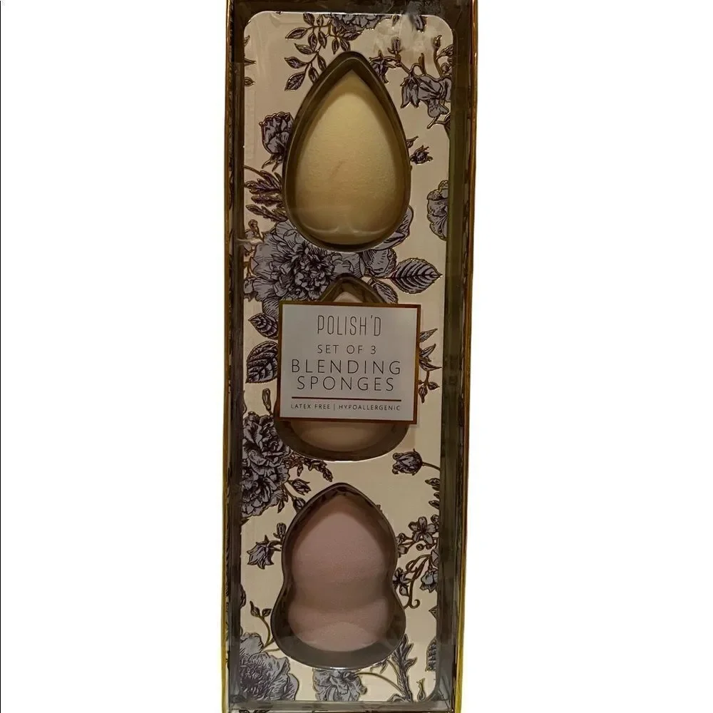 Polish'd Set of 3 Blending Sponges Make Up Blenders Multicolor New