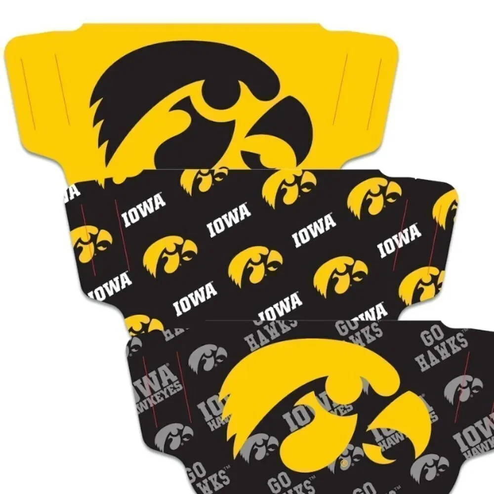New in Package Iowa Hawkeyes Face Covering Face Mask Masks Set of 3