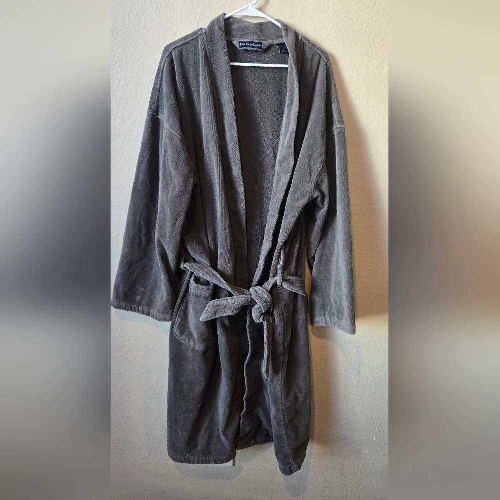 Polo Ralph Lauren 100% cotton XL Dark Grey Shawl Collar Dressing Gown