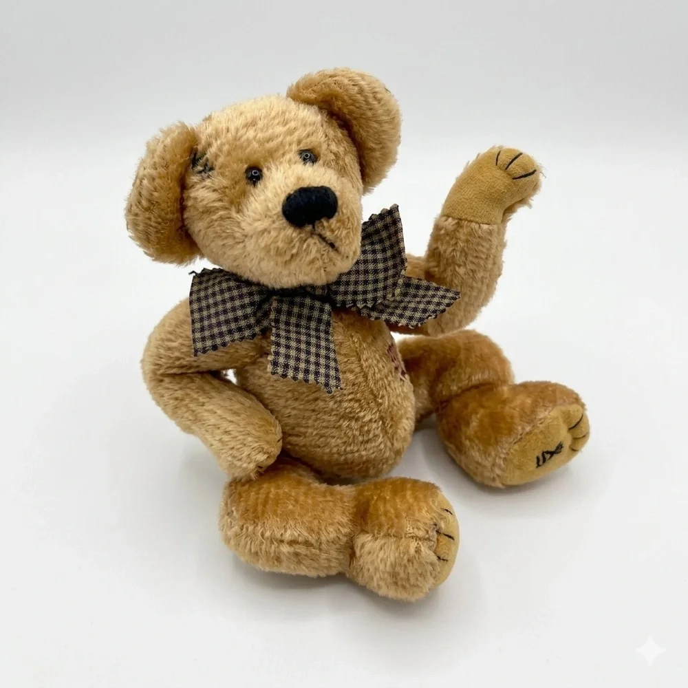 Boyds Bears Tan Plush with Checkered Bow