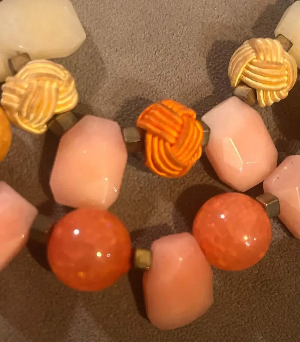 Loft Multi-Strand Statement Necklace with Mixed Beads and Knotted Accents