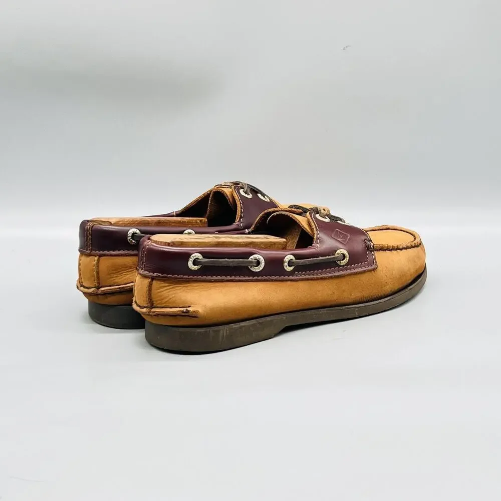 Sperry Shoes Mens 9 Brown Nubuck Leather Top Sider Boat Moc Toe Casual Comfort