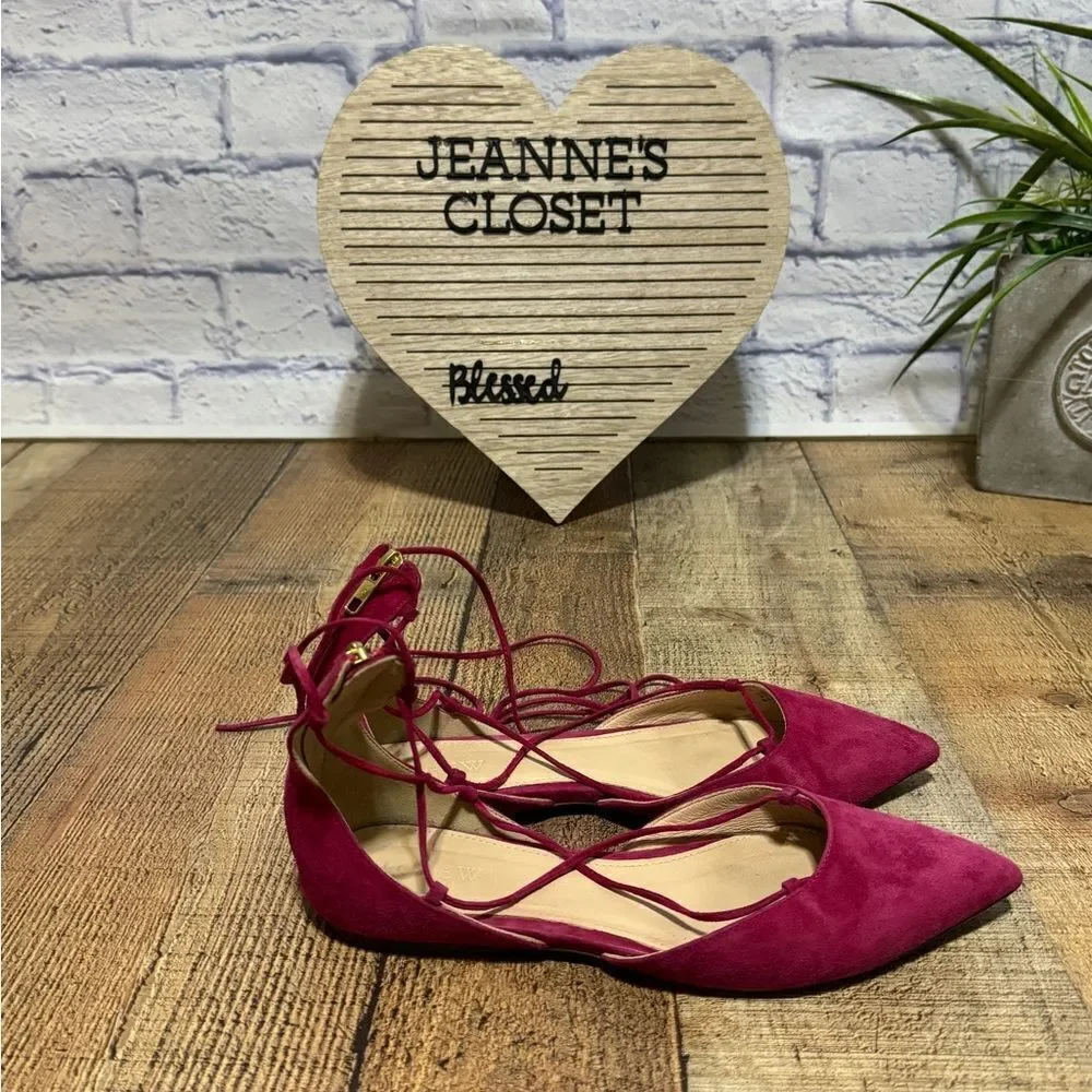 J. Crew Suede Lace-Up Pointed Toe Flats