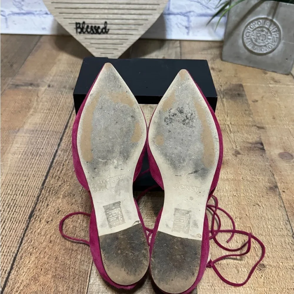 J. Crew Suede Lace-Up Pointed Toe Flats