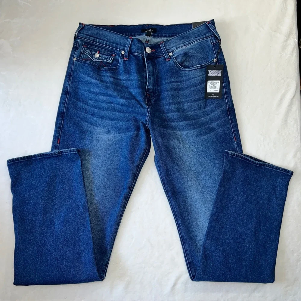 True Religion Ricky‎ Relaxed Straight Jeans Medium Rustic Barn Wash W33 L34 Y2K