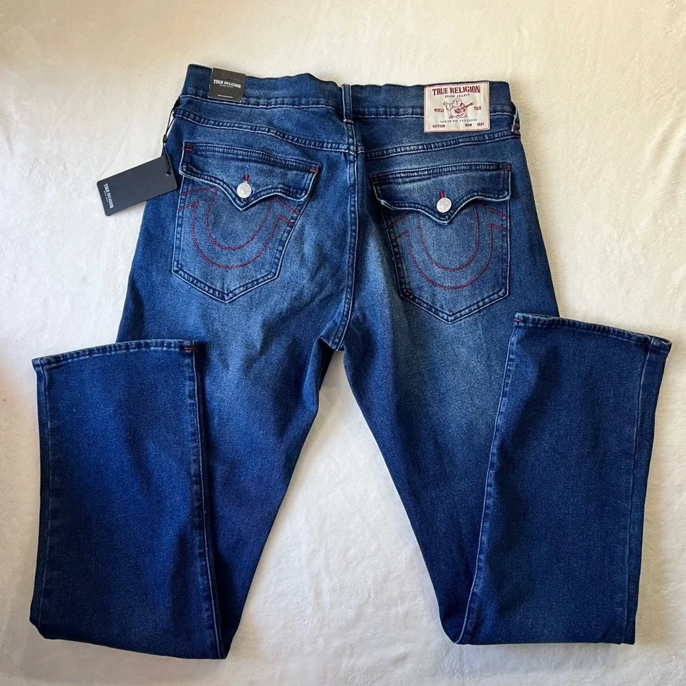 True Religion Ricky‎ Relaxed Straight Jeans Medium Rustic Barn Wash W33 L34 Y2K