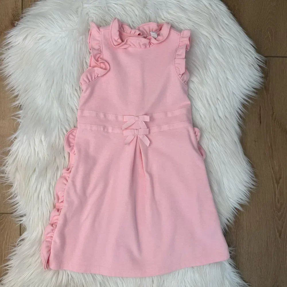 Janie and Jack Light Pink Ruffle Bow Dress - Size 4T