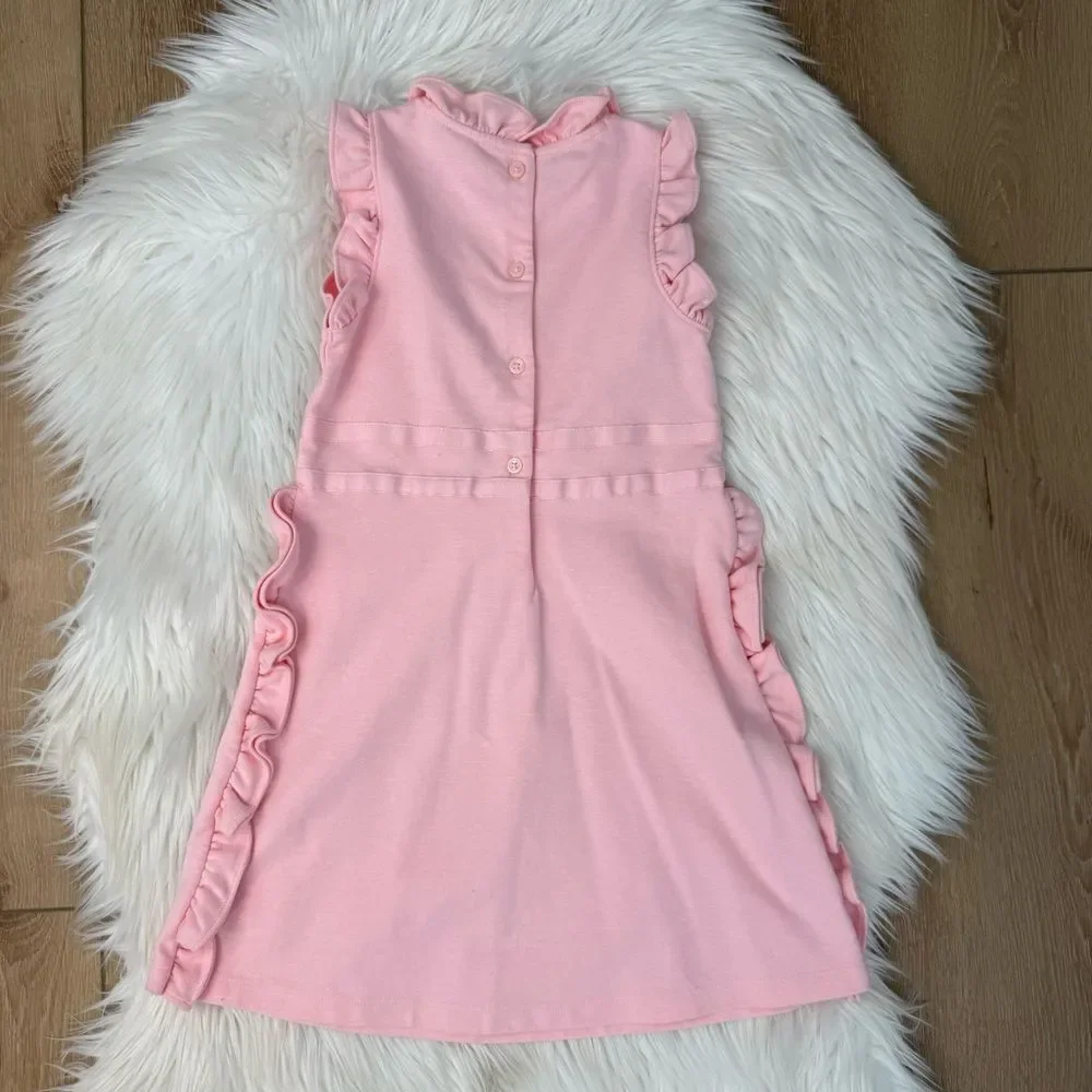 Janie and Jack Light Pink Ruffle Bow Dress - Size 4T