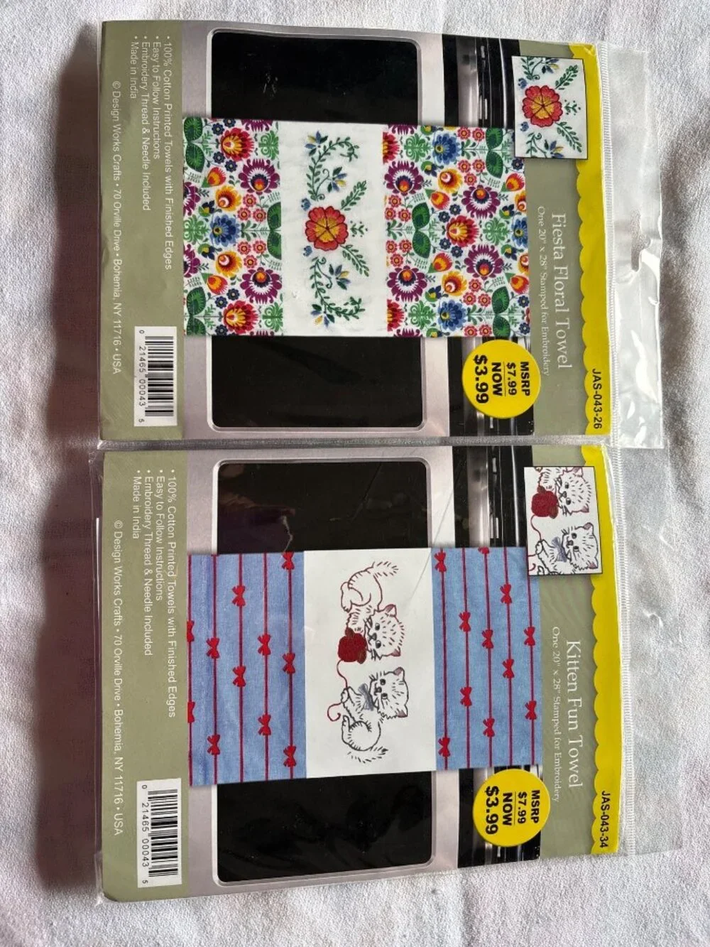 Kitten & Floral Embroidery Towel Kits 20