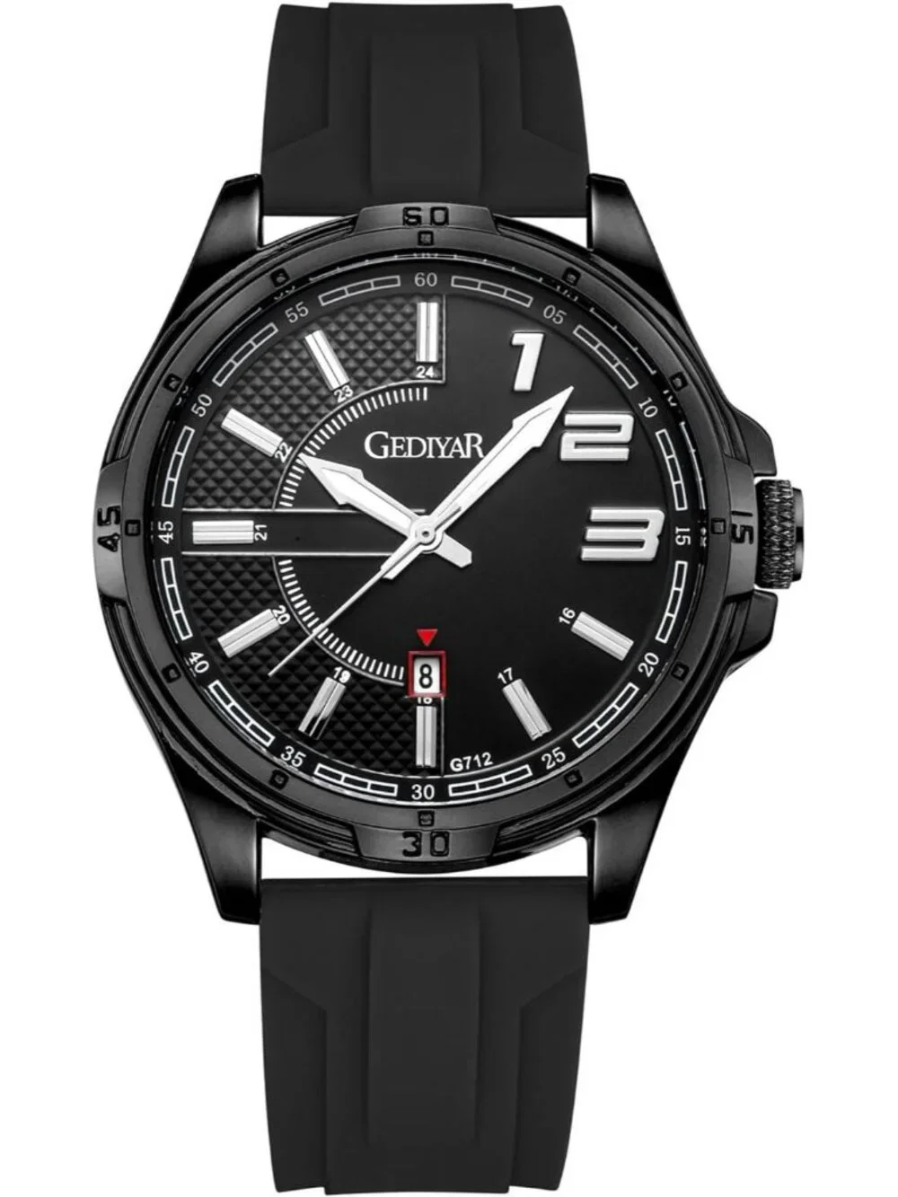 Men's Black Analog Quartz Sports Silicone Strap Waterproof Classic Wrist Watch
