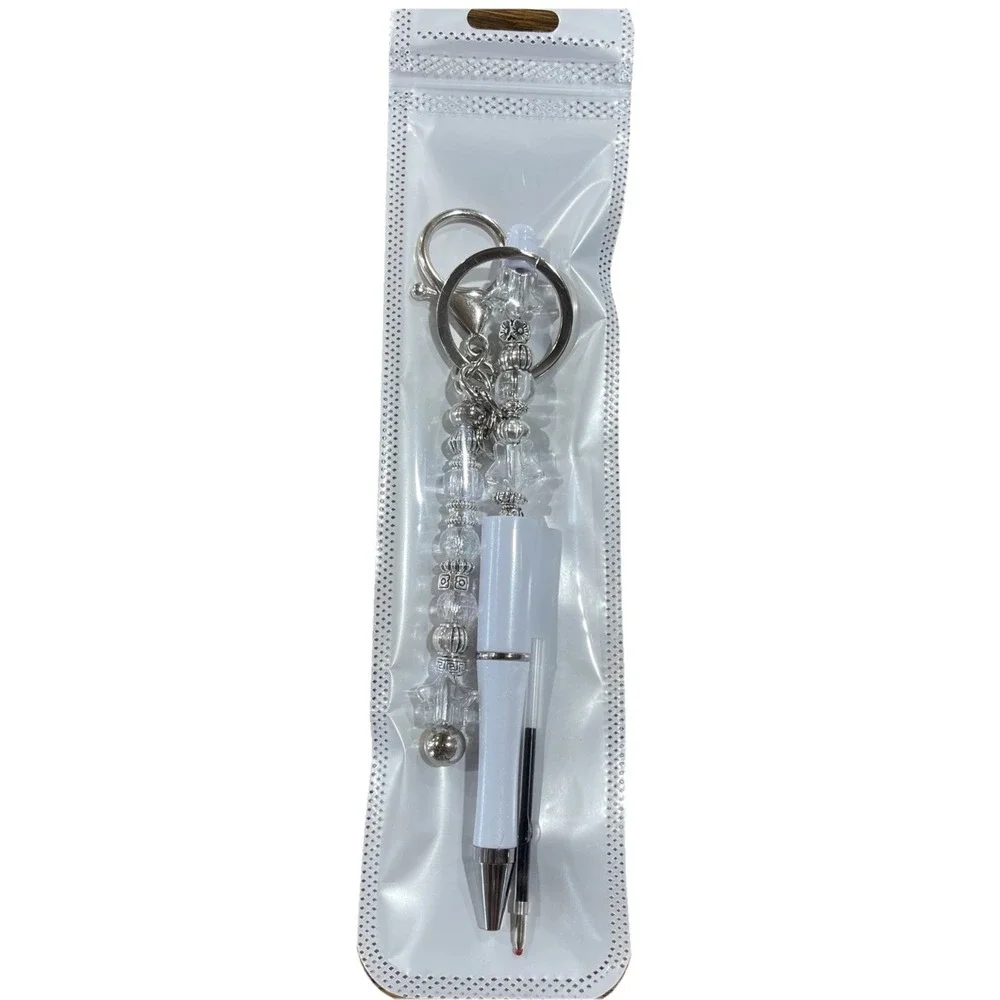 Decorated Multi Color Ink Pen + Refill & Matching‎ Key Chain Beaded Handmade NEW