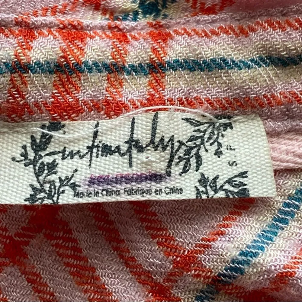 Intimately by Free People Plaid About You Pink Sleep Shirt Size Small