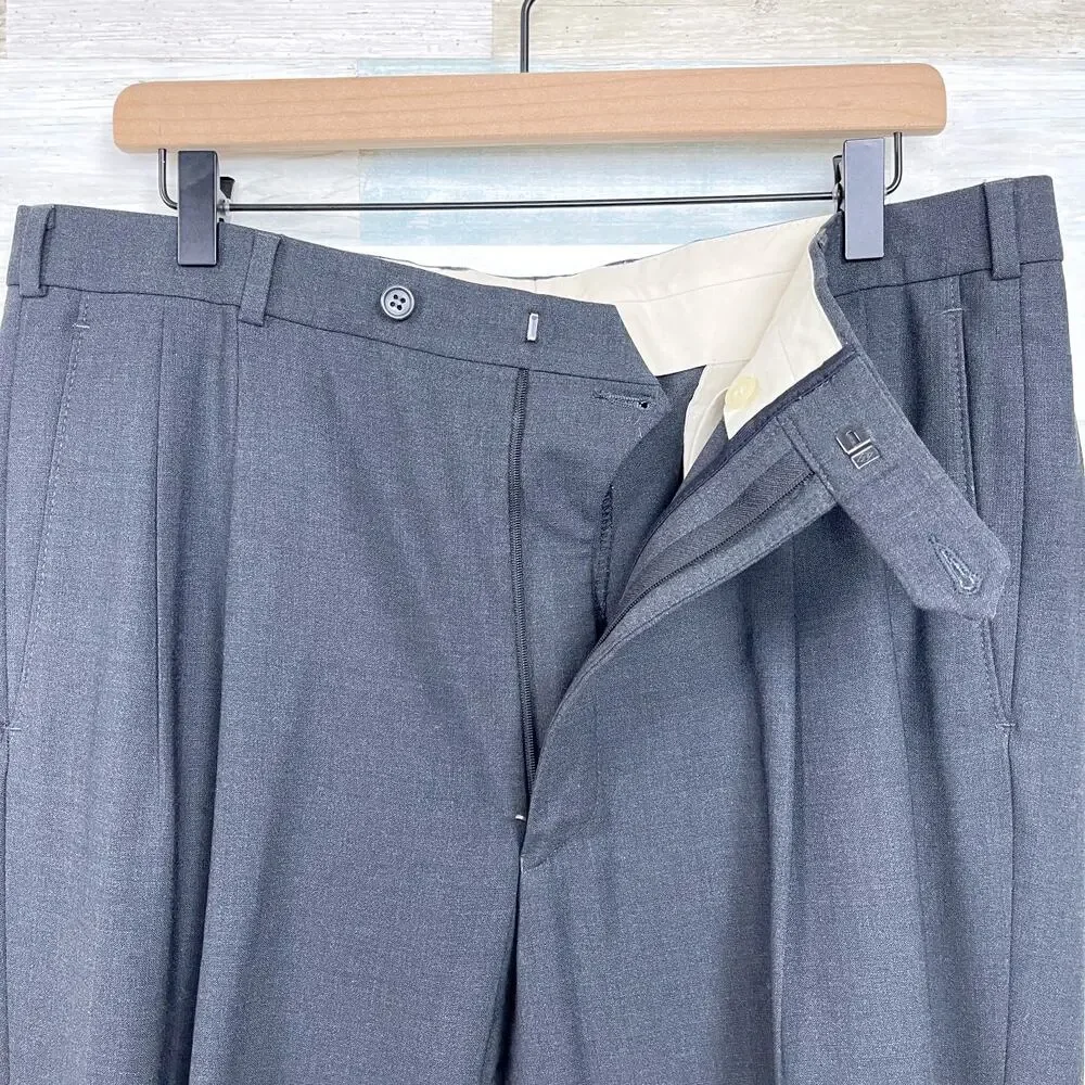 Brooks Brothers 346 Stretch Wool Suit Gray 3 Button Mens 41L Jacket 36R Pants
