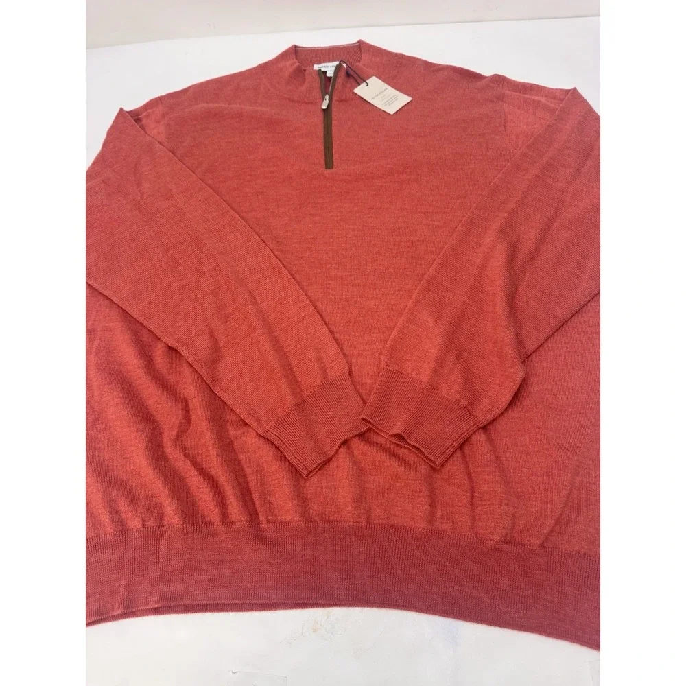 NWT Peter‎ Millar Autumn Crest Quarter Zip Wool Blend Sweater BURNT Red XXL $250